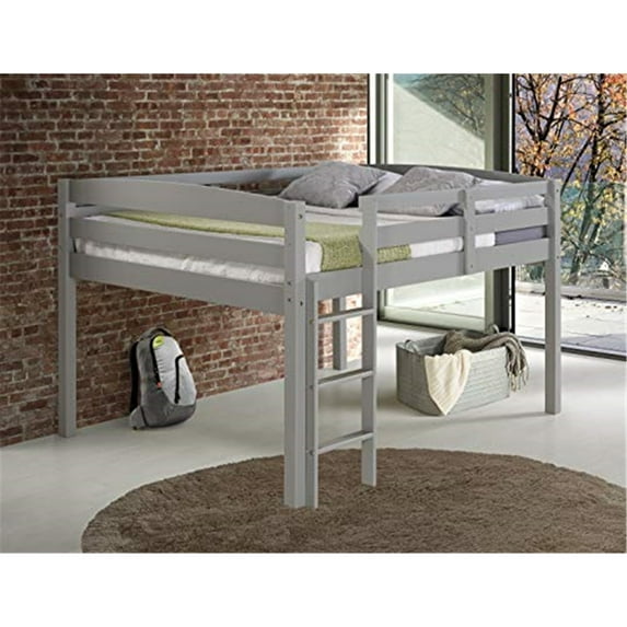 Camaflexi Tribeca Solid Wood Low Loft Bed Frame Twin in Gray