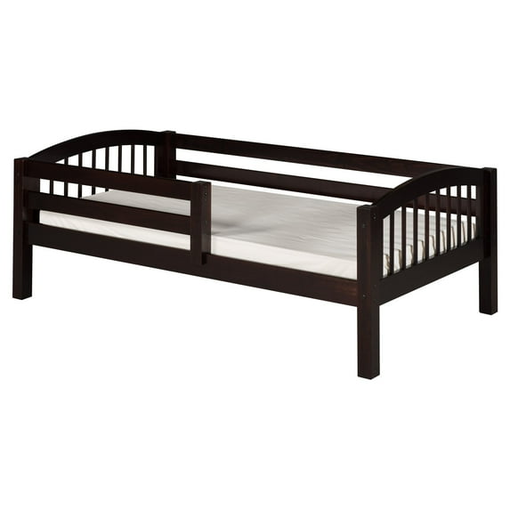 Camaflexi Twin Size Day Bed with Front Guard Rail - Arch Spindle Headboard - Cappuccino Finish