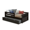 thumbnail image 1 of Camaflexi Twin Size Day Bed with Front Guard Rail & Twin Trundle - Mission Headboard - Cappuccino Finish, 1 of 4