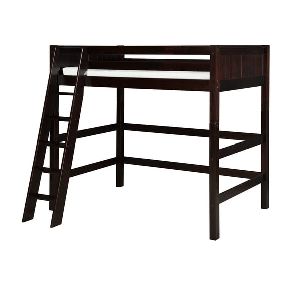 Camaflexi Twin Size High Loft Bed - Panel Headboard - Cappuccino Finish