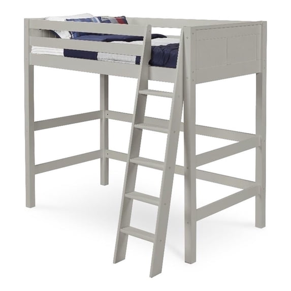 Camaflexi Twin Size High Loft Bed - Panel Headboard - Gray Finish