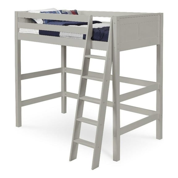 Camaflexi Twin Size High Loft Bed - Panel Headboard - Gray Finish