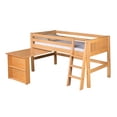 thumbnail image 1 of Camaflexi Twin Size Low Loft Bed with Retractable Desk - Mission Headboard - Lateral Ladder - Natural Finish, 1 of 2