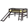 thumbnail image 1 of Camaflexi Twin Size Low Loft Bed with Slide - Arch Spindle Headboard - Cappuccino Finish, 1 of 2