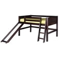thumbnail image 1 of Camaflexi Twin Size Low Loft Bed with Slide - Panel Headboard - Cappuccino Finish, 1 of 2