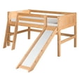thumbnail image 1 of Camaflexi Twin Size Low Loft Bed with Slide - Panel Headboard - Natural Finish, 1 of 1