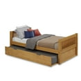 thumbnail image 1 of Camaflexi Twin Size Platform Bed with Twin Trundle - Mission Headboard - Natural Finish, 1 of 5