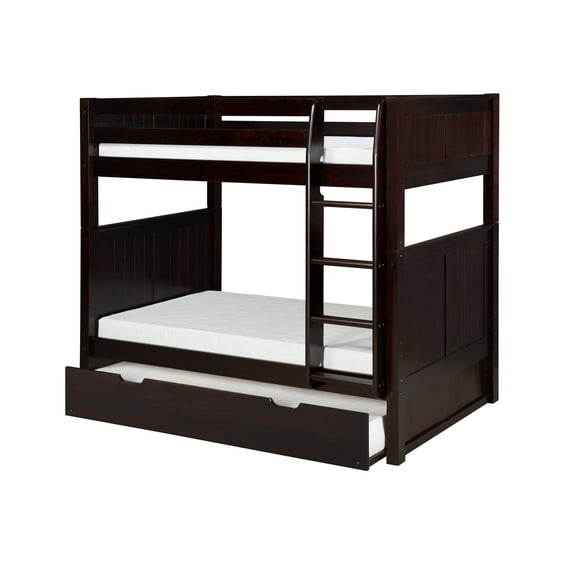 Camaflexi Twin over Twin Bunk Bed with Twin Trundle - Panel Headboard-Finish:Cappuccino