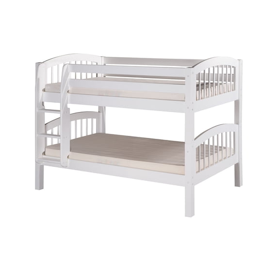 Camaflexi Twin over Twin Low Bunk Bed - Arch Spindle Headboard - White Finish