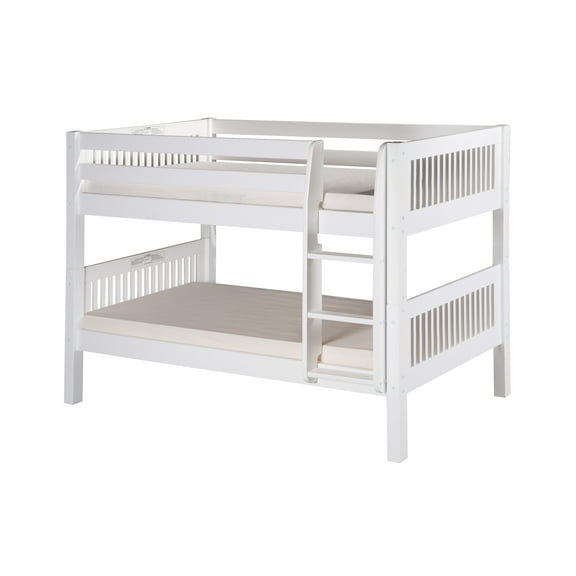 Camaflexi Twin over Twin Low Bunk Bed - Mission Headboard - White Finish