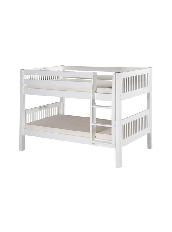 Camaflexi Twin over Twin Low Bunk Bed - Mission Headboard - White Finish