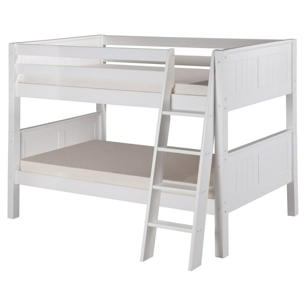 Camaflexi Twin over Twin Low Bunk Bed Panel Headboard Angle Ladder