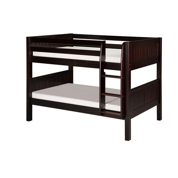 Camaflexi Twin over Twin Low Bunk Bed - Panel Headboard - Cappuccino Finish