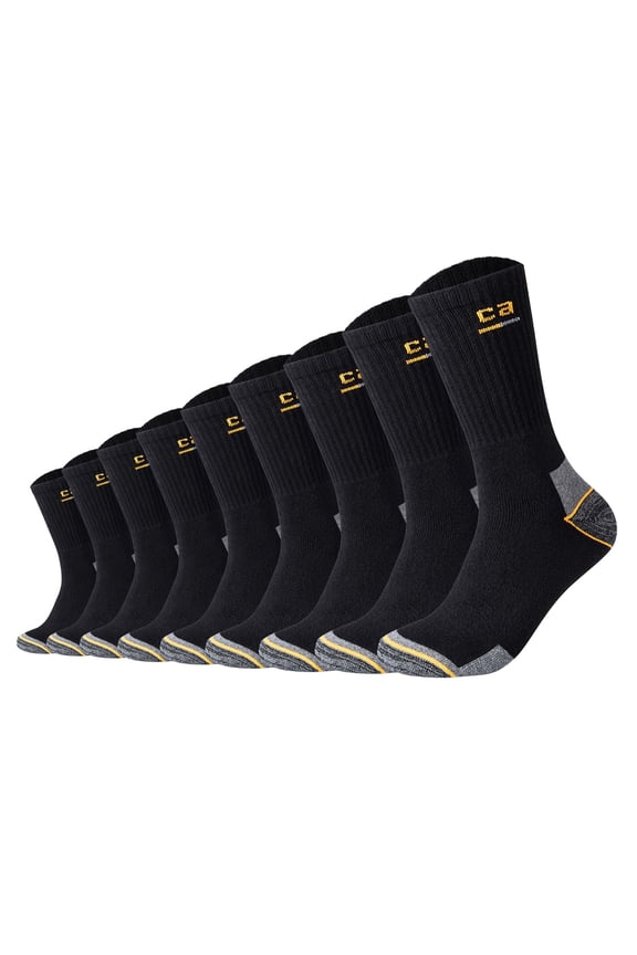 Unisex Socks, 9-Pack - Work Socks, Cotton, Logo, Plain Colour Black 39-42 (Uk 6-8)