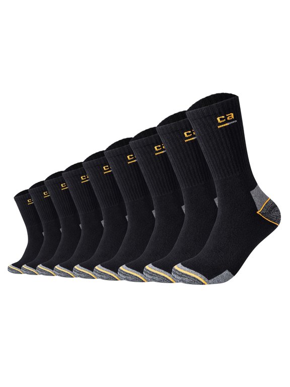 Unisex Socks, 9-Pack - Work Socks, Cotton, Logo, Plain Colour Black 43-46 (Uk 9-11)