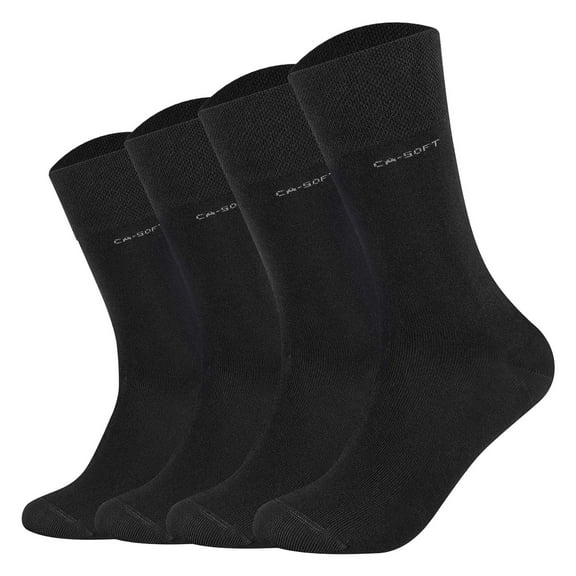 Camano Unisex Socks - Soft Socks, Single-Coloured, Pack Of 4 Black 47-49 (Uk 12-15)
