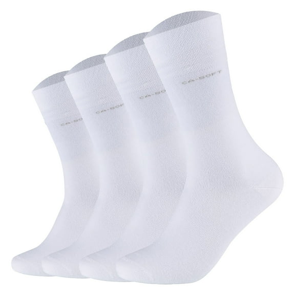 Camano Unisex Socks - Soft Socks, Single-Coloured, Pack Of 4 White 35-38 (Uk 2,5-5)