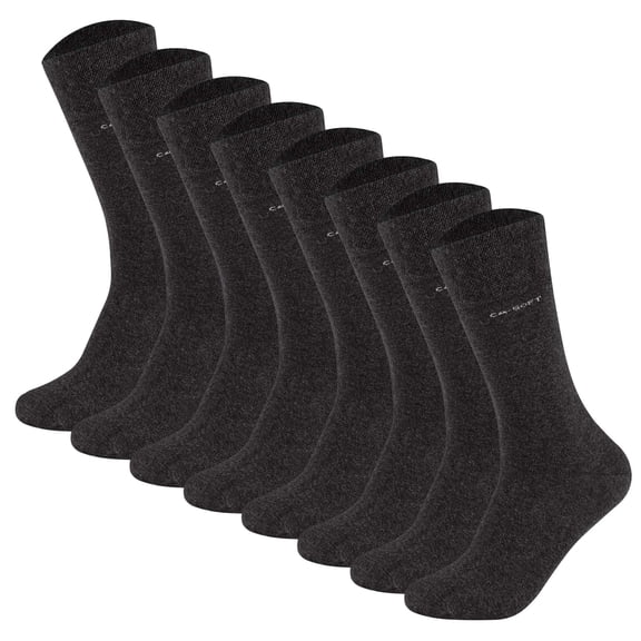 Camano Unisex Socks - Soft Socks, Single-Coloured, Pack Of 8 Anthracite 47-49 (Uk 12-15)
