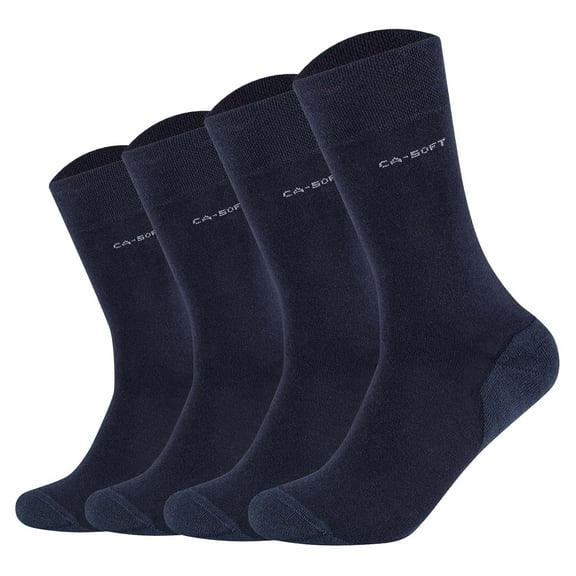 Camano Unisex Socks - Walk Socks, Single-Coloured, Pack Of 4 Navy 39-42 (Uk 6-8)