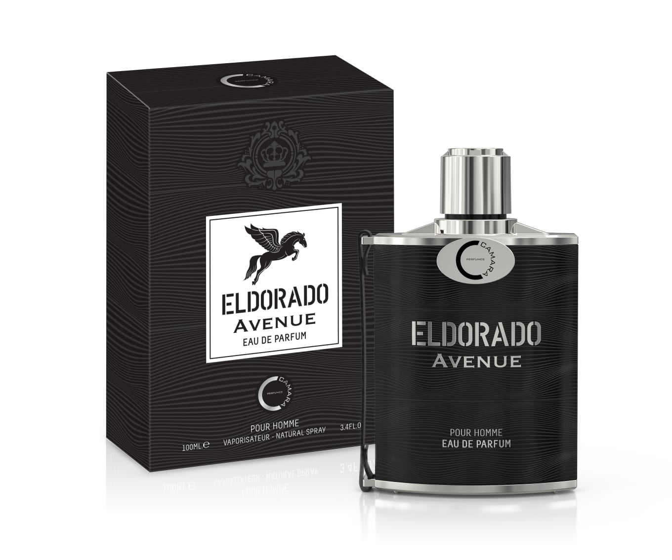Camara Eldorado Avenue for (Men) Eau De Parfum with notes of Pineapple, Bergamot, Yuzu, Pomelo, Black Currant, Apple, Turkish Rose, Arabian Jasmine, Patchouli, Birch, Vanilla,