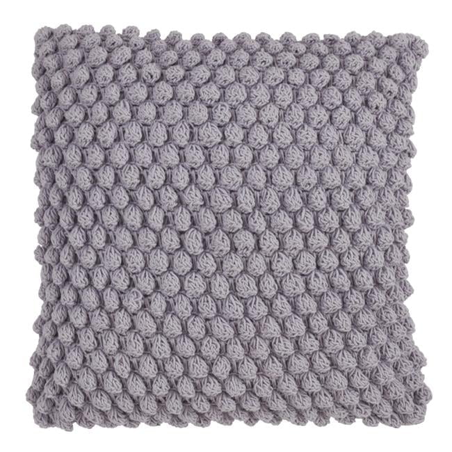 Lavender Cotton Throw Pillow Set with Crochet Pom Pom Design