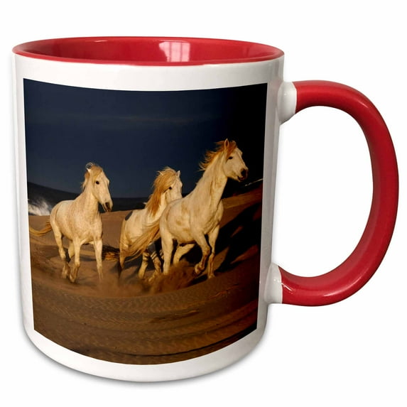 3drose, Camargue Horse on Beach at Sunrise, Southern, France - Eu09 Aje0067 - Adam Jones, 11oz Two-tone Red Mug
