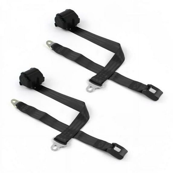 Camaro 1970-1981 Standard 2 Point Black Retractable Bucket Seat Belt Kit - 2 Belts