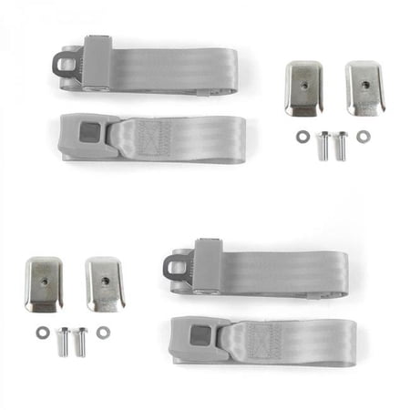 Camaro 1982-1992 Standard 2 Point Gray & Grey Lap Bucket Seat Belt Kit with Bracketry - 2 Belts
