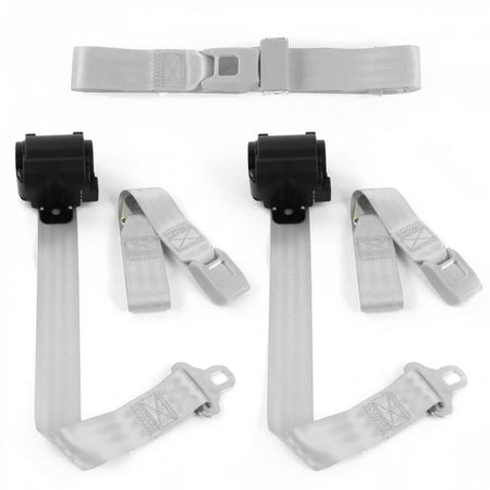Camaro 1993-2002 Standard 2 Point Gray & Grey Retractable Bench Seat Belt Kit - 3 Belts