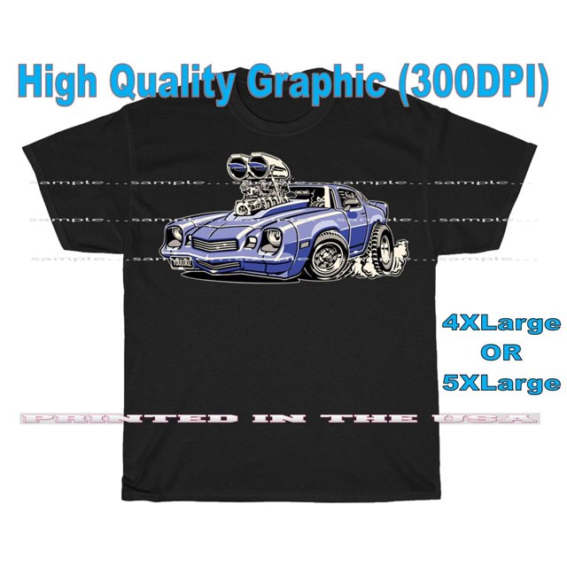 Camaro Blown Engine Hot Rod Muscle Retro Race Cartoon Car T shirt 4X
