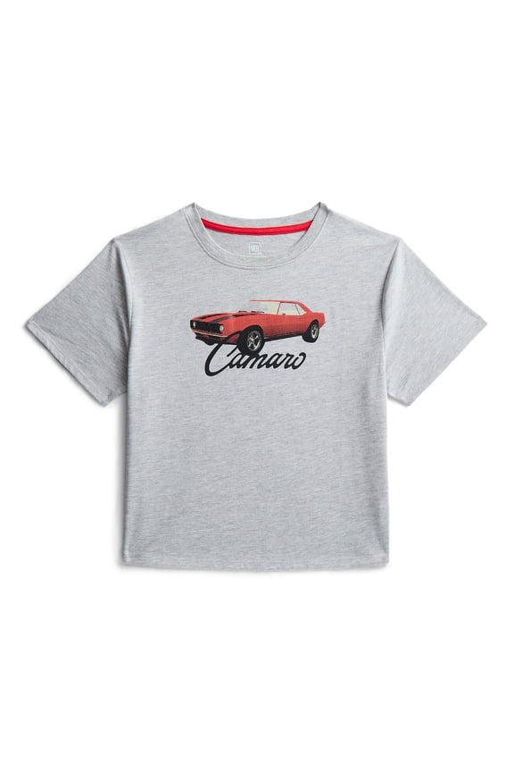 Camaro Girls Embellished Graphic Tee with Short Sleeves, Sizes 4-16