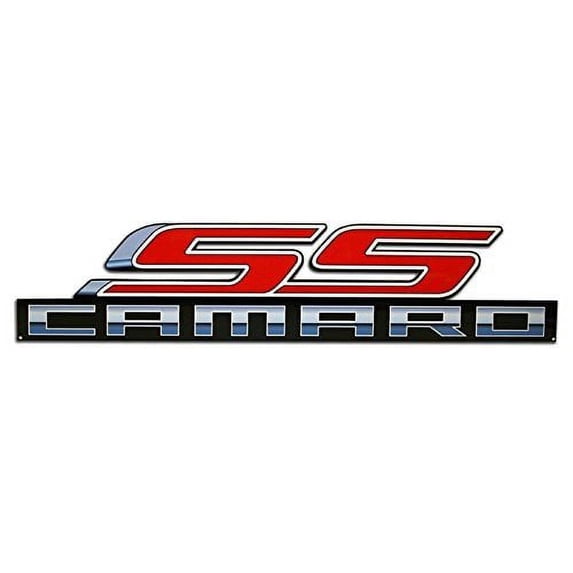 Camaro SS Metal Sign SS w/Camaro Script Large - 34" x 8" Red SS