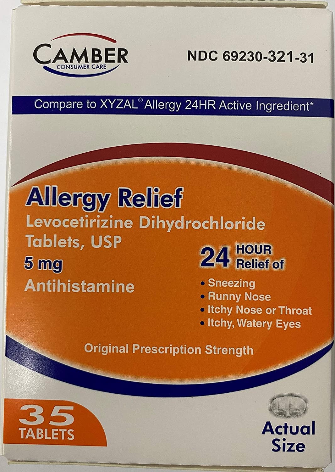 Camber Allergy Relief Levocetirizine Dihydrochloride Tablets, USP 24