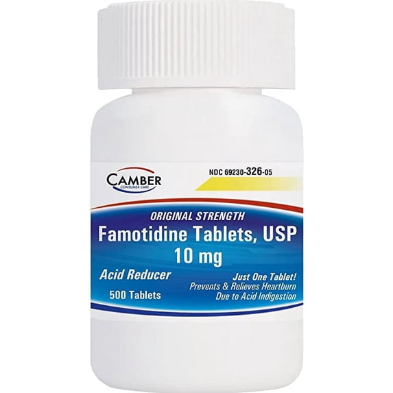 Camber Consumer Care Famotidine 10 Mg Tablets, Acid Relief Medicine (500 Count)
