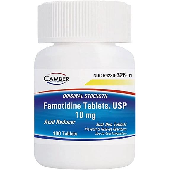 Camber Consumer Care Famotidine 10 mg Tablets, Acid Relief Tablets, 100 Count