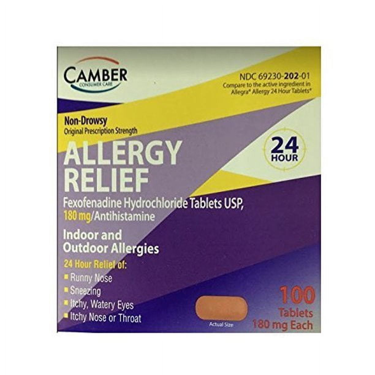 CAMBER CONSUMER Camber Fexofenadine Hydrochloride, Allergy Relief 180mg, 100ct
