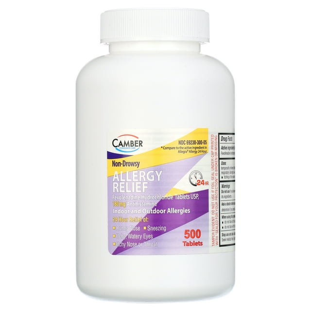Camber NonDrowsy Antihistamine Tablets, 24 Hour Allergy Relief
