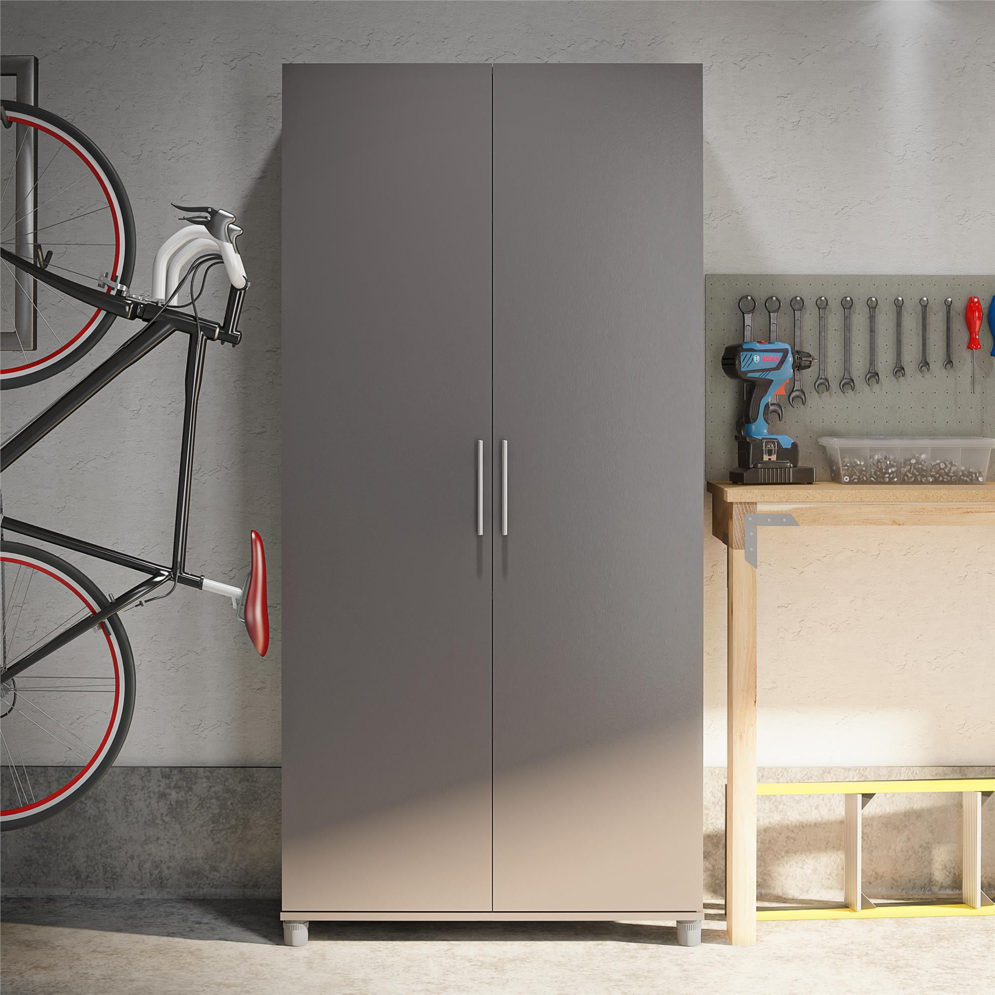 Graphite Gray Freestanding Office Storage Cabinet with Adjustable Shelving