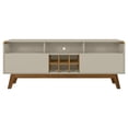 thumbnail image 1 of Camberly 62.99 TV Stand with 5 Shelves and Wine Storage in Off White and Cinnamon, 1 of 9