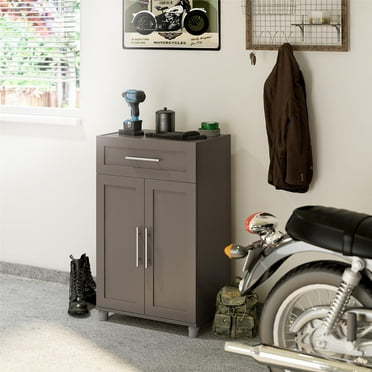 Camberly Framed 2 Door/1 Drawer Storage Cabinet, Graphite Gray