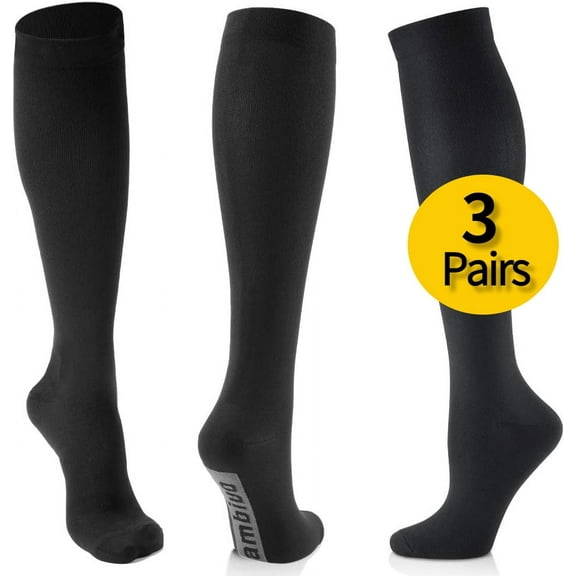 Cambivo Compression Socks for Women and Men 3 Pairs, 20-30mmHg Knee High Socks for Running, Travel, Athletics, Nurse, Flight