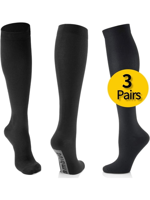 Compression Socks for Women and Men 3 Pairs, 20-30mmHg Knee High Socks for Running, Travel, Athletics, Nurse, Flight