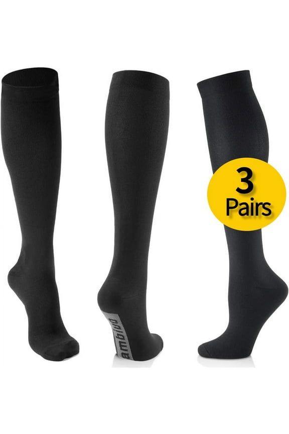 Compression Socks for Women and Men 3 Pairs, 20-30mmHg Knee High Socks for Running, Travel, Athletics, Nurse, Flight