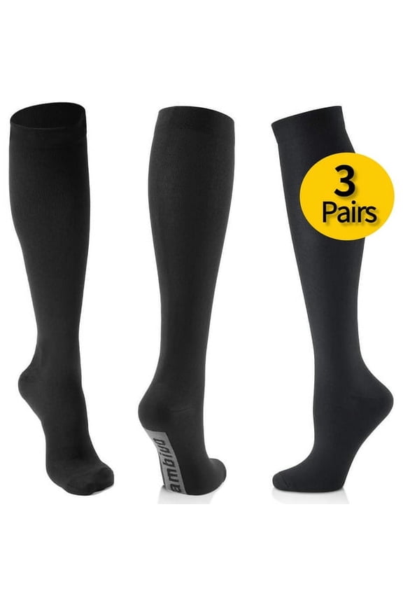 Compression Socks for Women and Men 3 Pairs, 20-30mmHg Knee High Socks for Running, Travel, Athletics, Nurse, Flight