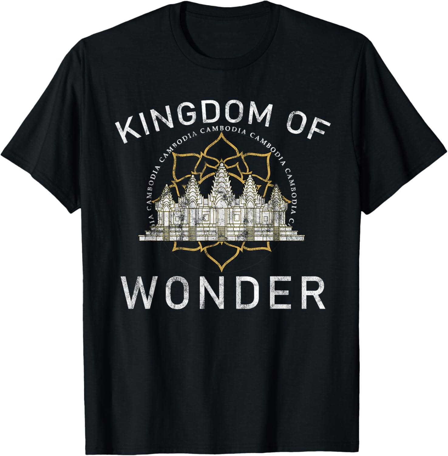 Wat T Cambodia Khmer Kingdom of Wonder Angkor Wat T-ShirtMen and women, Black ...