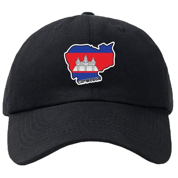Cambodia Map Flag Baseball Cap Hat Hook & Loop Closure - Personalize it!
