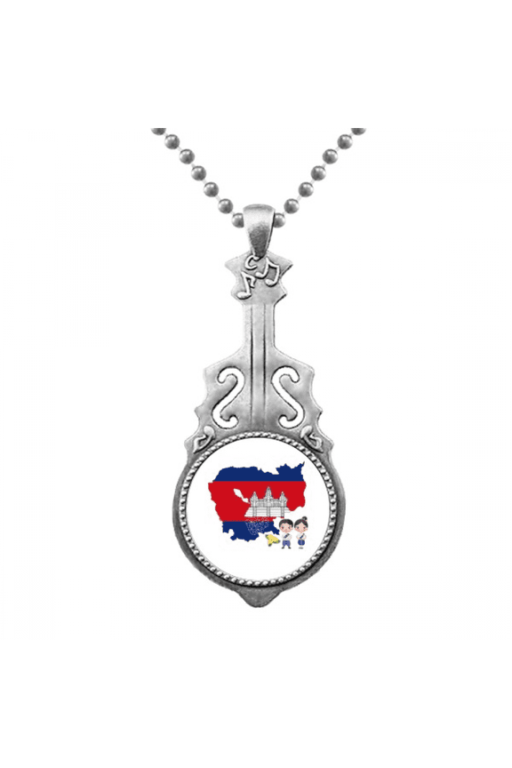 Cambodia Map Villain National Flower Pendant Jewelry Music Guitar Torque Hangtag