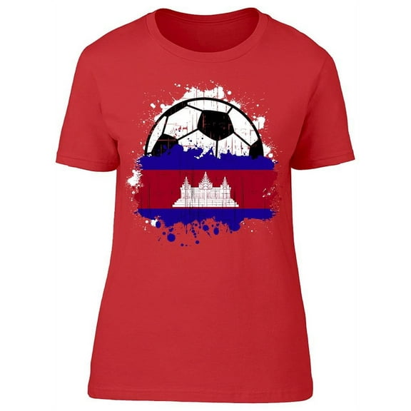 Cambodia Soccer Team T-Shirt Women -Image by Shutterstock Women T-Shirt, Female x-Large