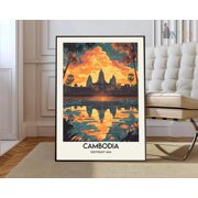 Cambodia Southeast Asia Travel Poster Home Decor Office Wall Art Living Room Decor, Paper Poster Only