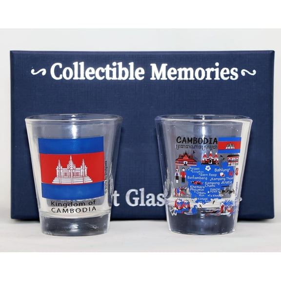 Cambodia Souvenir Boxed Shot Glass Set (Set of 2)